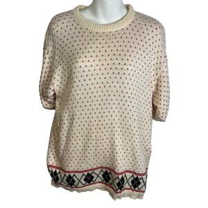 Vintage Jam Knits Short Sleeve Fair Isle Sweater Women's No Size Tag Flaw